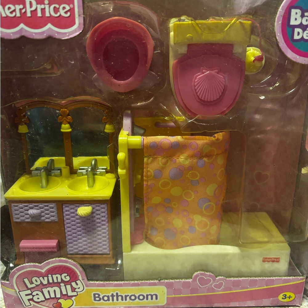 NEW in Box!!Fisher-Price Loving Family Bathroom Set - Pink and Yellow Delight